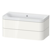 Duravit Meuble vasque Happy D.2 Plus 97,5x49 cm, sans trou robinet, blanc brillant, 2 tiroirs