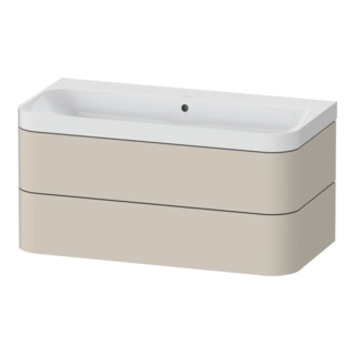 Duravit Meuble vasque Happy D.2 Plus 97,5x49 cm, sans trou robinet, taupe mat, 2 tiroirs