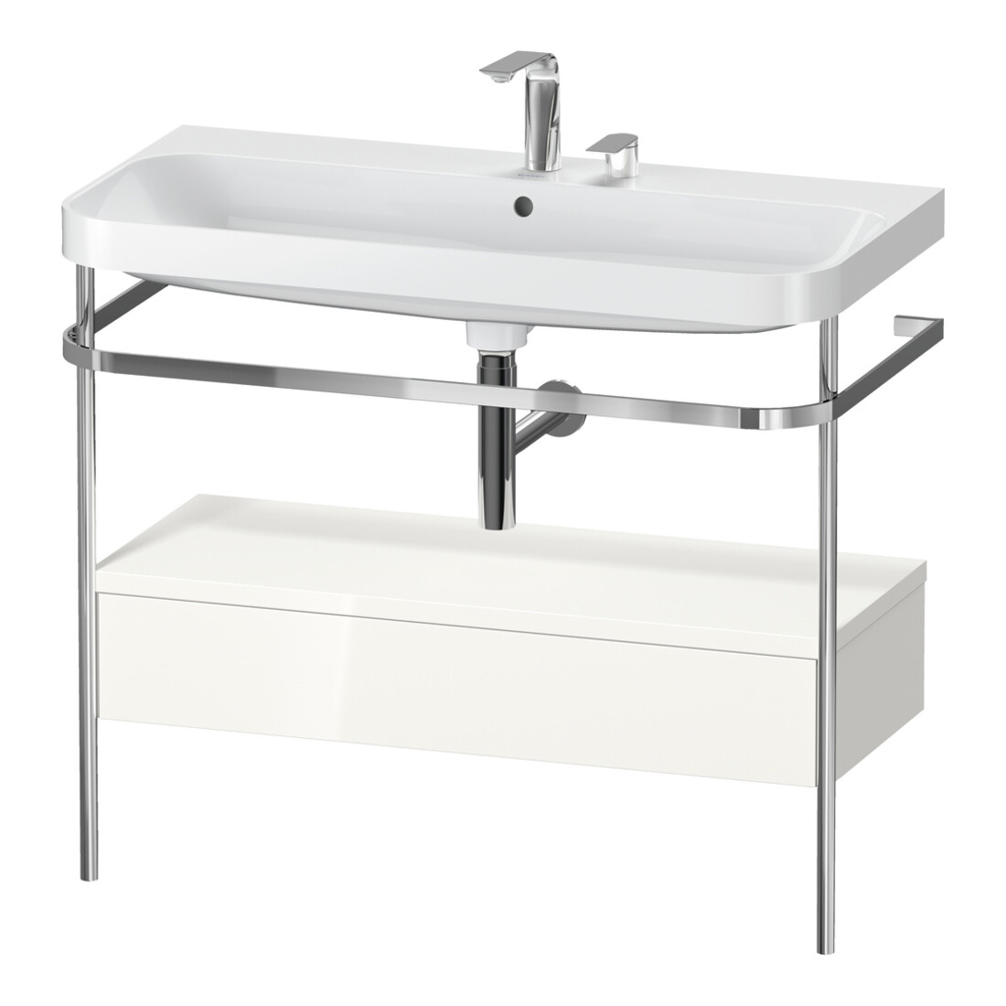 Duravit Meuble vasque Happy D.2 Plus 97,5x49cm, 2 t, blanc brillant, avec console, 1 tiroir