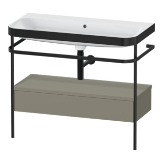 Duravit Meuble vasque Happy D.2 Plus 97,5x49cm, sans trop-plein, gris mat, avec console, 1 tiroir