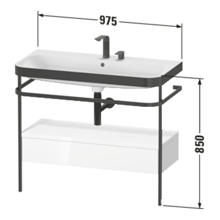 Duravit Meuble vasque Happy D.2 Plus 97,5x49cm, sans trou, blanc mat, avec console, 1 tiroir