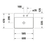 Duravit Meuble vasque sablé DuraSquare 60x47 cm, sans trop-plein, avec vidage, sans trou de robinet, blanc-4