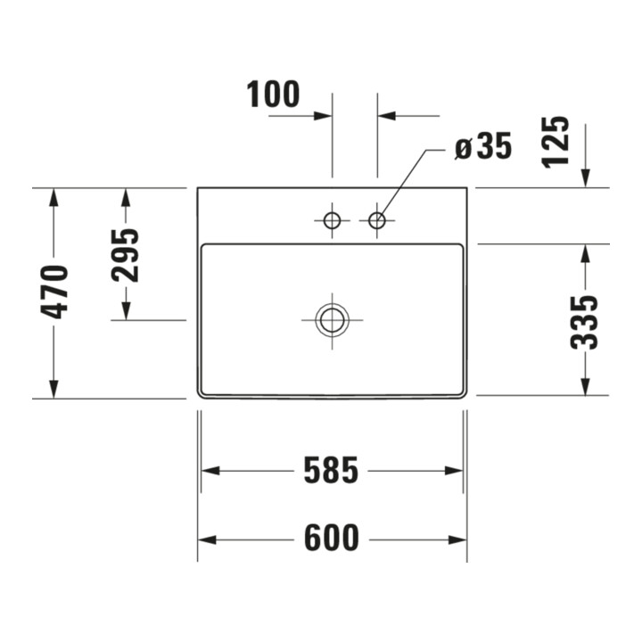 Duravit Meuble vasque sablé DuraSquare 60x47 cm, sans trop-plein, avec vidage, sans trou de robinet, blanc