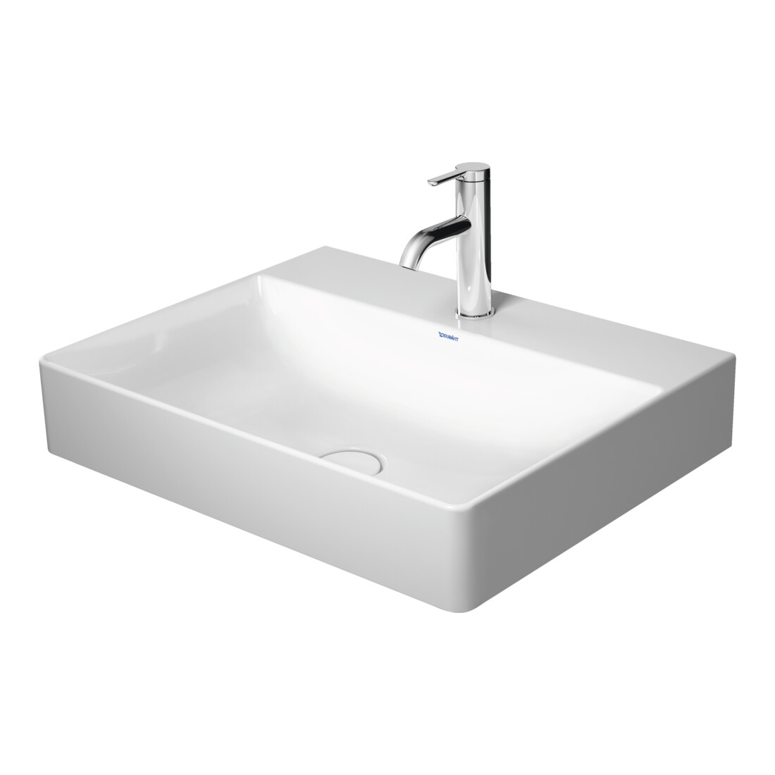 Duravit Meuble vasque sablé DuraSquare 60x47 cm, sans trop-plein, avec vidage, sans trou de robinet, blanc