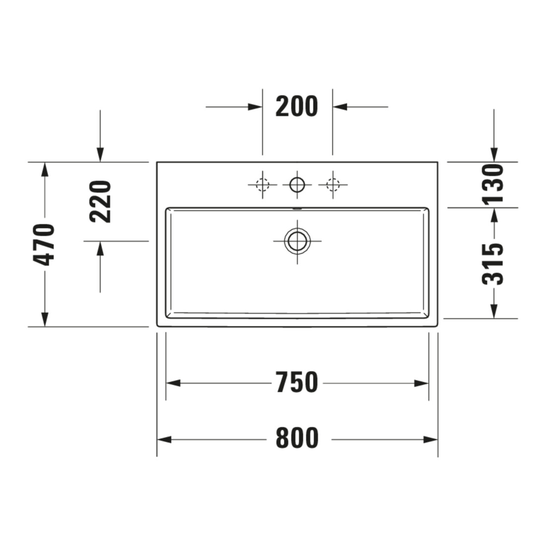 Duravit Meuble vasque sablé Vero Air 80x47 cm, blanc, m HL, ÜL, plan robinetterie