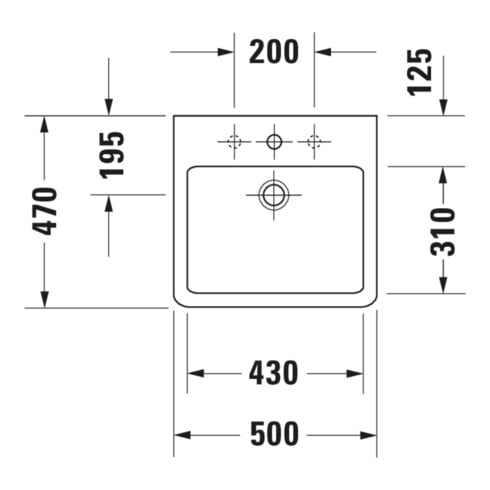 Duravit Meuble vasque Vero 50x47 cm, blanc, fermé, avec trou robinet, trop-plein, trou siphon