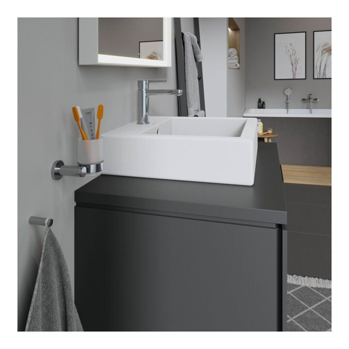 Duravit Meuble vasque Vero 50x47 cm, blanc, fermé, avec trou robinet, trop-plein, trou siphon