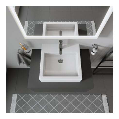 Duravit Meuble vasque Vero 50x47 cm, blanc, fermé, avec trou robinet, trop-plein, trou siphon