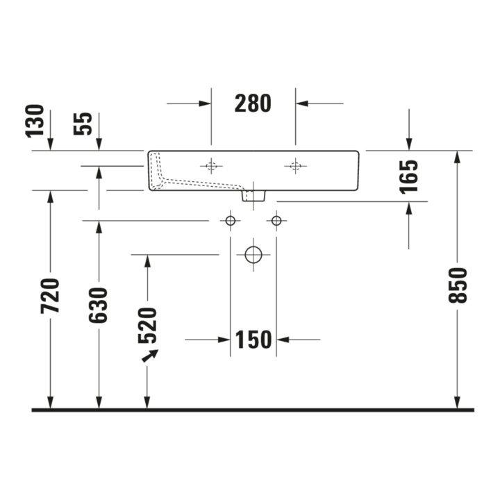Duravit Meuble vasque Vero 70x47 cm, blanc, fermé, avec trop-plein, trou robinet, trop-plein lavabo