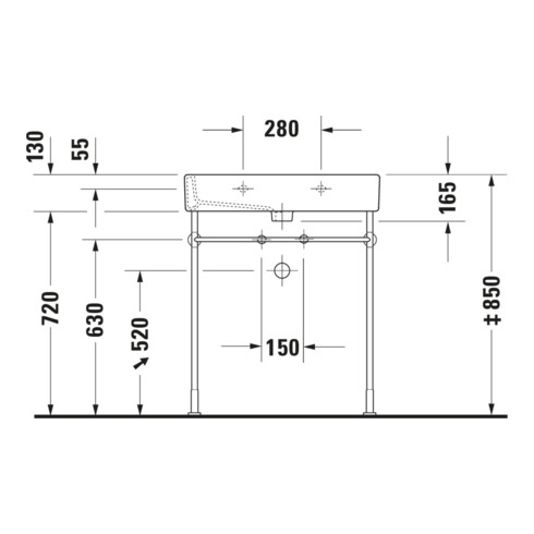 Duravit Meuble vasque Vero 70x47 cm, blanc, sans trop-plein, sans robinetterie, sans perçage robinet