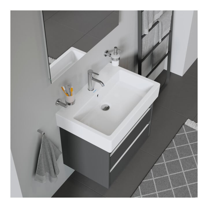 Duravit Meuble vasque Vero 70x47 cm, blanc, sans trop-plein, sans robinetterie, sans perçage robinet