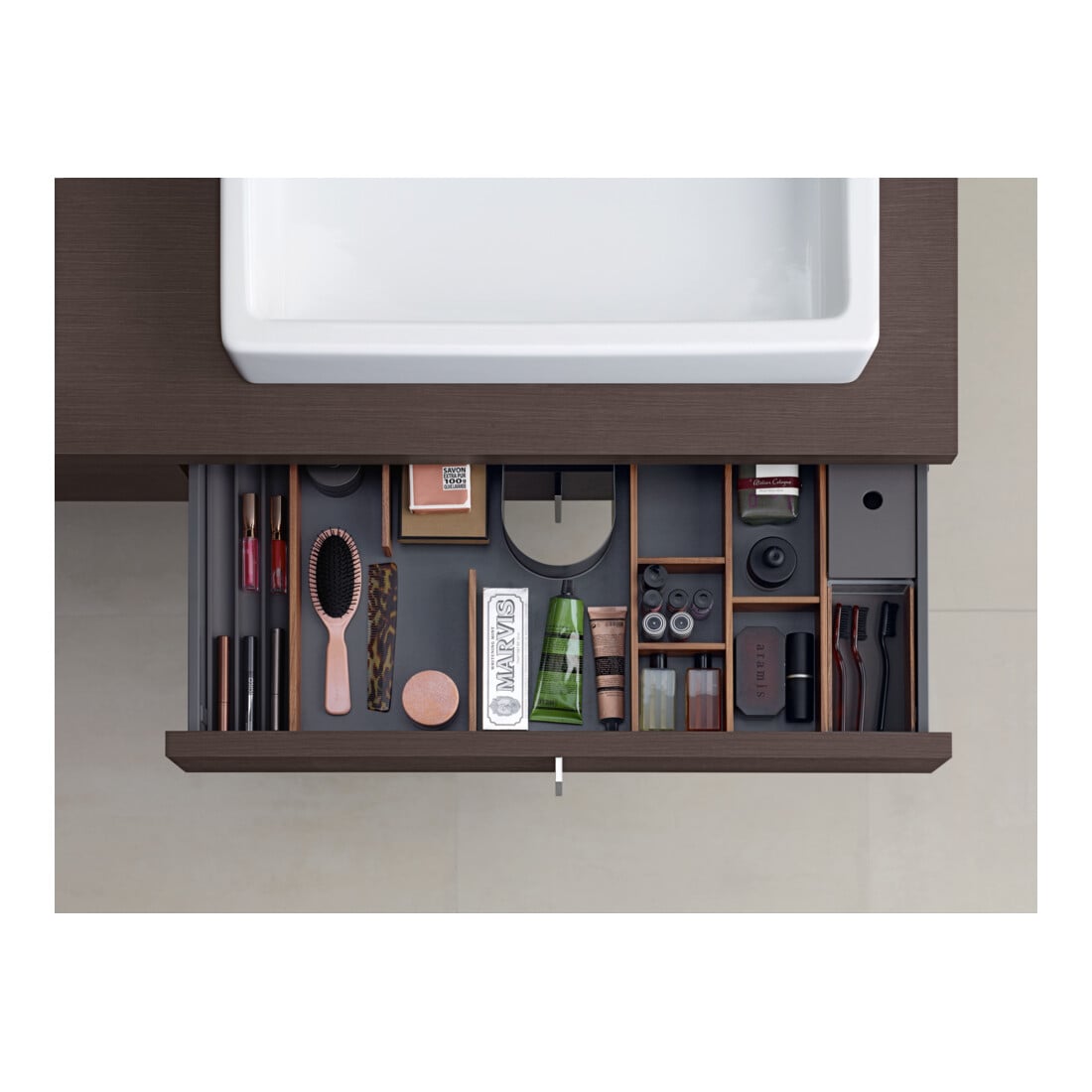 Duravit Meuble vasque Vero 70x47 cm, blanc, sans trop-plein, sans robinetterie, sans perçage robinet