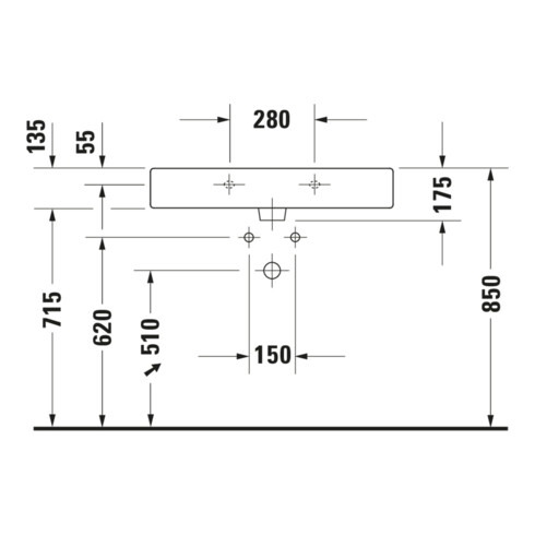 Duravit Meuble vasque Vero 80x47 cm, blanc, avec trop-plein et perçage robinet