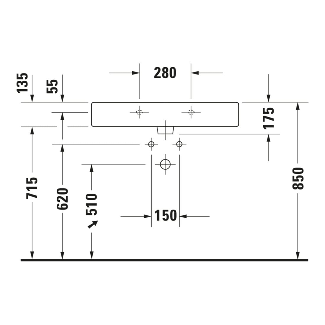 Duravit Meuble vasque Vero 80x47 cm, blanc, avec trop-plein et perçage robinet