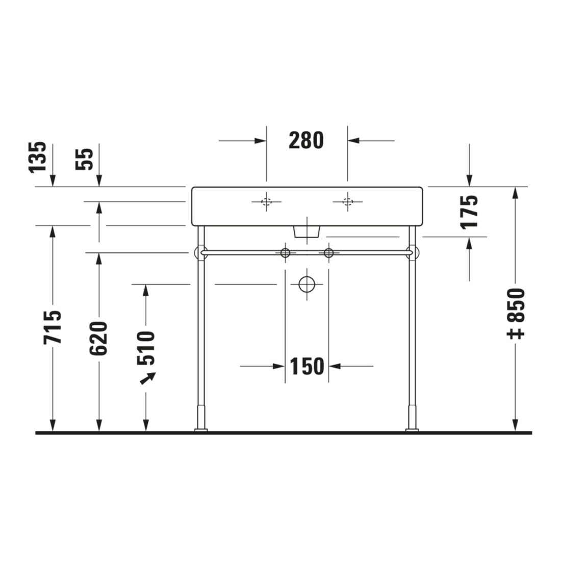 Duravit Meuble vasque Vero 80x47 cm, blanc, avec trop-plein et perçage robinet