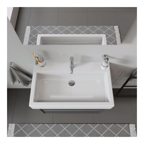 Duravit Meuble vasque Vero 80x47 cm, blanc, avec trop-plein et perçage robinet
