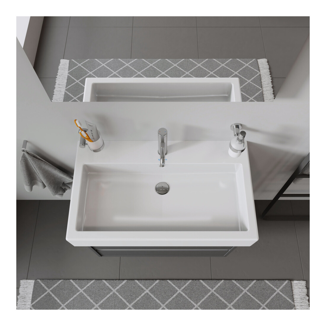 Duravit Meuble vasque Vero 80x47 cm, blanc, avec trop-plein et perçage robinet