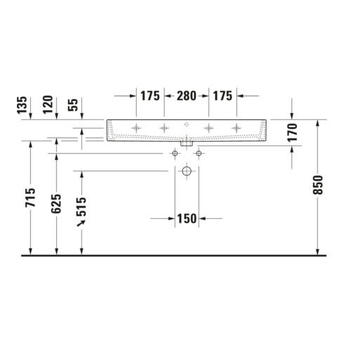 Duravit Meuble vasque Vero Air 100x47 cm, blanc, avec trou robinet, sans trop-plein, avec trou lavabo