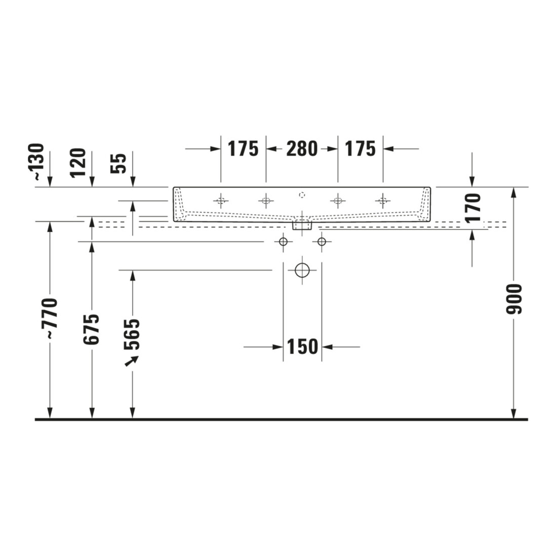 Duravit Meuble vasque Vero Air 100x47 cm, blanc, m HL, ÜL, plan de robinetterie