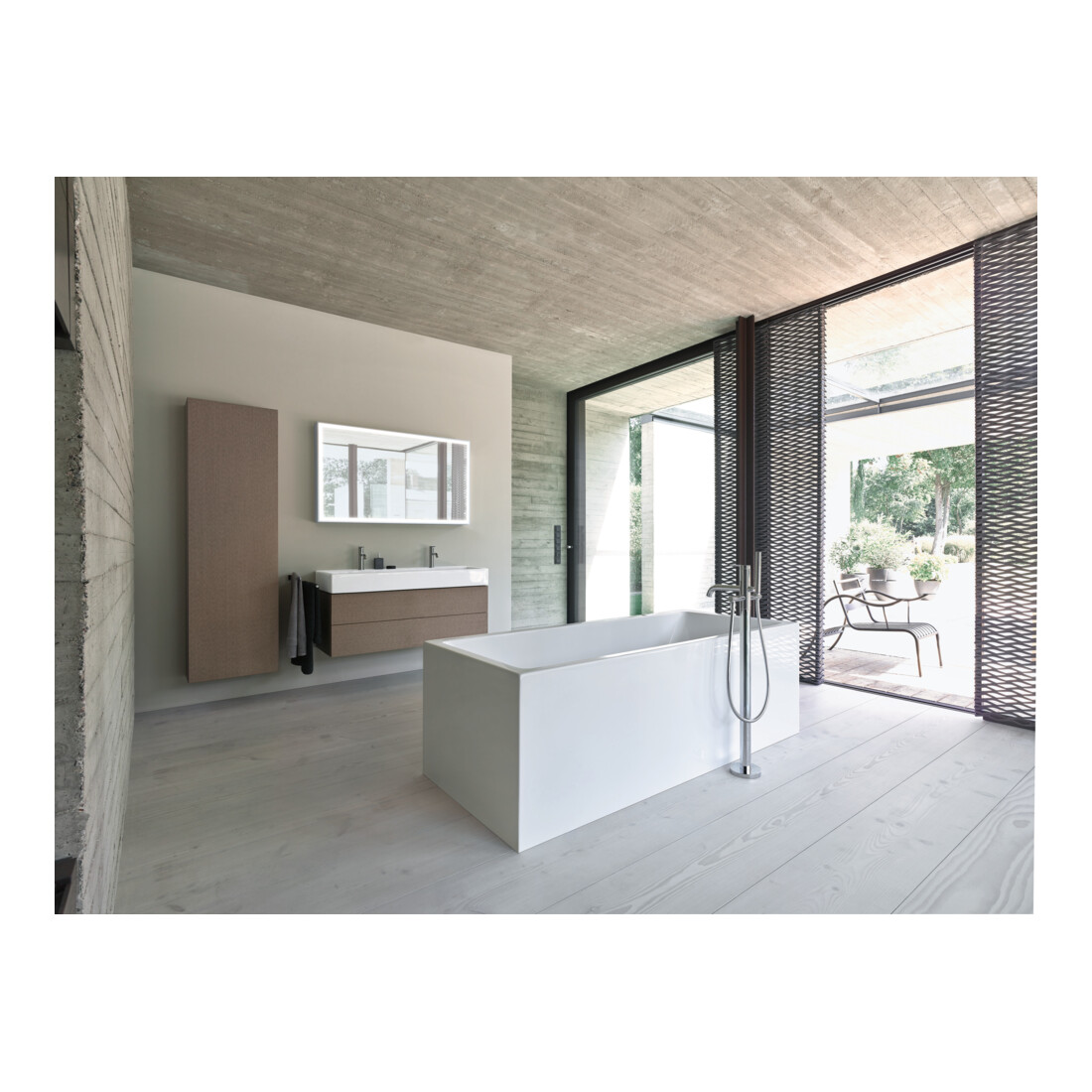 Duravit Meuble vasque Vero Air 120x47 cm, blanc, 2 trous, plan avec perçage robinet