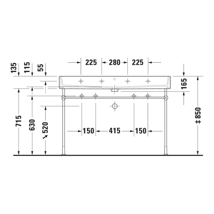 Duravit Meuble vasque Vero Air 120x47 cm, blanc, 2 trous, plan avec perçage robinet