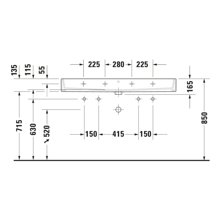 Duravit Meuble vasque Vero Air 120x47 cm, blanc, 2 trous, plan avec perçage robinet