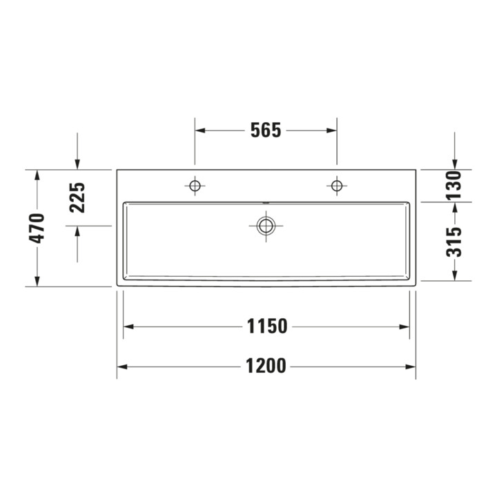 Duravit Meuble vasque Vero Air 120x47 cm, blanc, 2 trous, plan avec perçage robinet