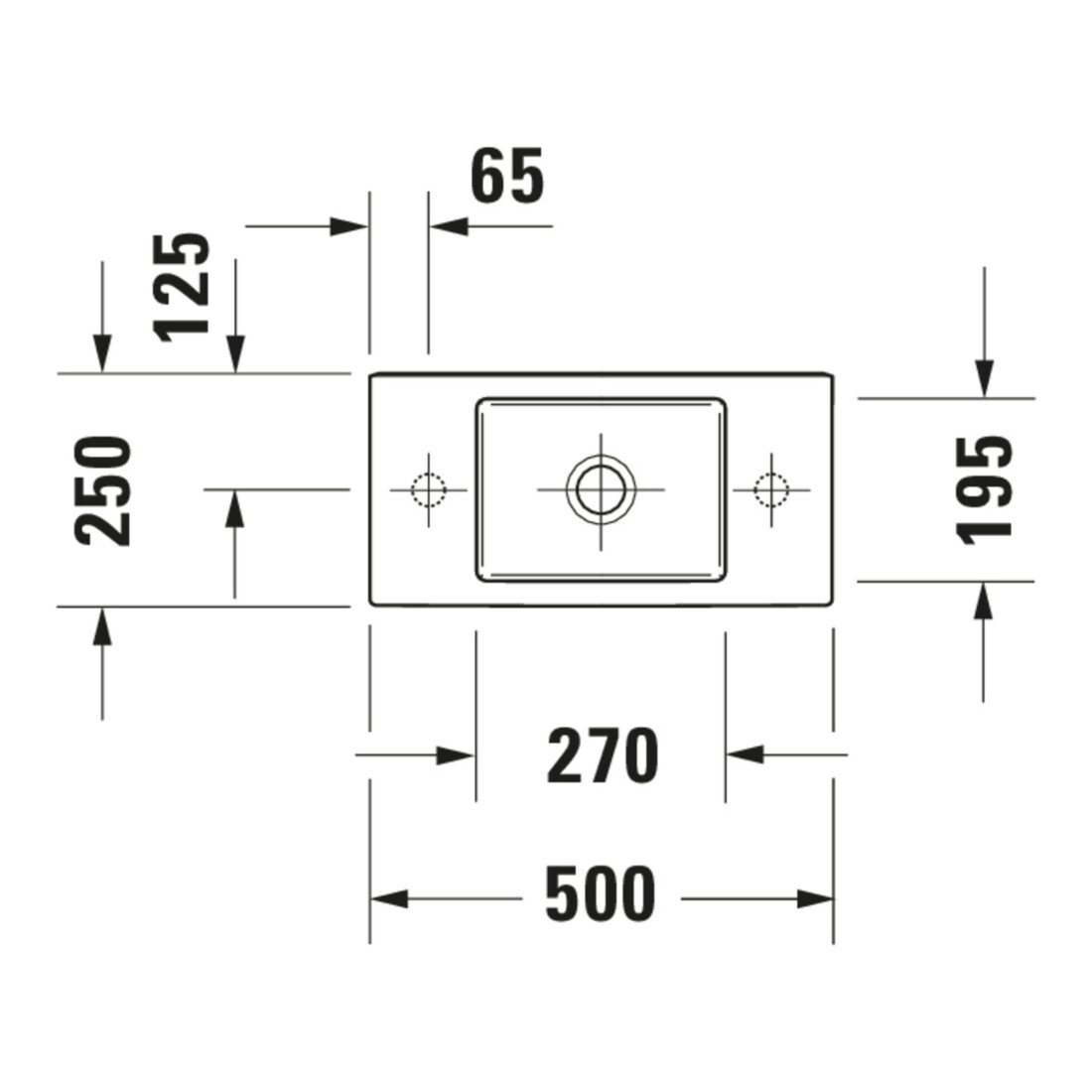 Duravit Meuble vasque Vero Air 50x25 cm, sans trop-plein, avec vidage, vidage à droite, blanc