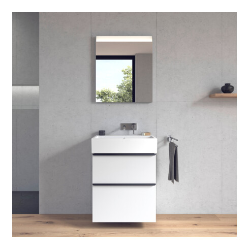 Duravit Meuble vasque Vero Air 60x47, blanc, sans trou robinet, avec plan robinetterie