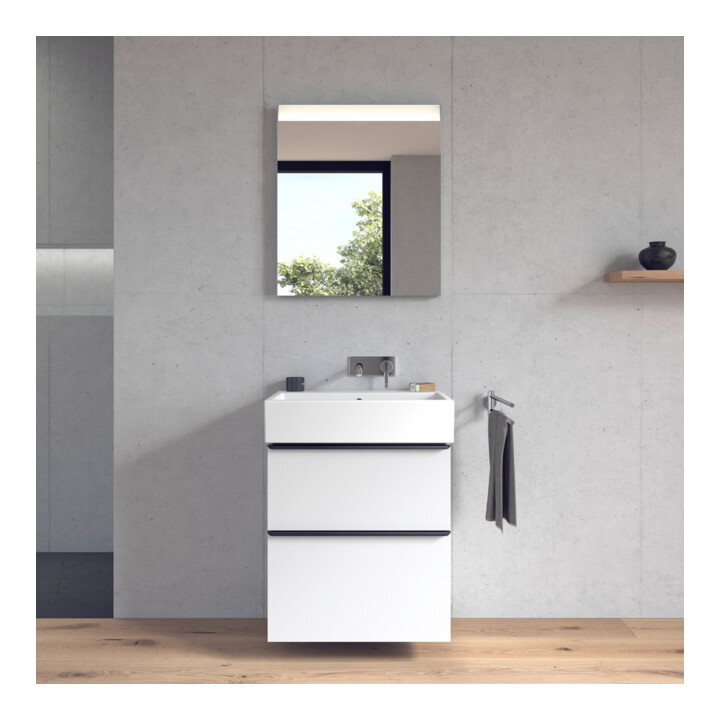 Duravit Meuble vasque Vero Air 60x47, blanc, sans trou robinet, avec plan robinetterie