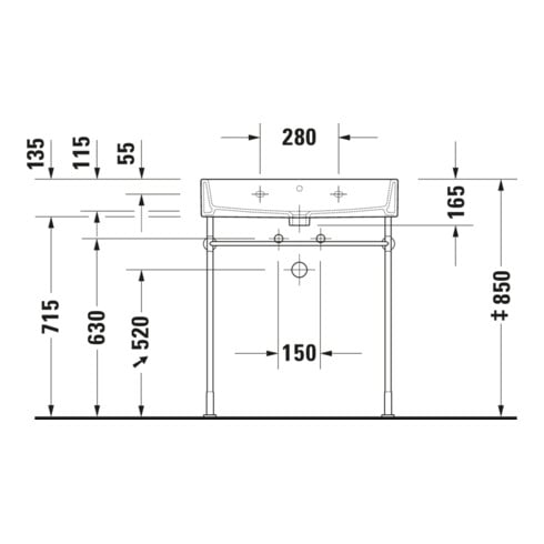 Duravit Meuble vasque Vero Air 70x47 cm, blanc, avec trop-plein, perçage robinetterie