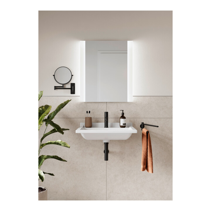 Duravit Miroir de maquillage D-Code 20,3x31x33 cm, grossissement 3x, noir mat