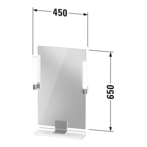Duravit Miroir LED 9 W Sivida 45x65x3,6 cm, blanc, avec interrupteur, au, acier, gris foncé