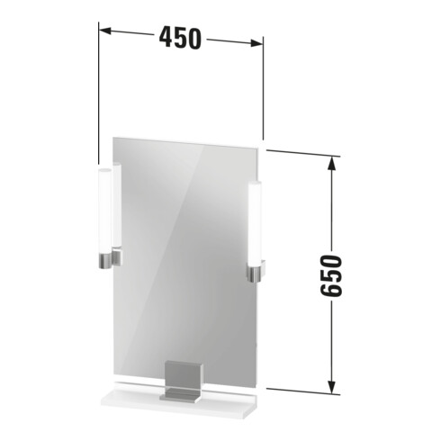 Duravit Miroir LED 9 W Sivida 45x65x3,6 cm, blanc, lumière chaude, acier, chromé