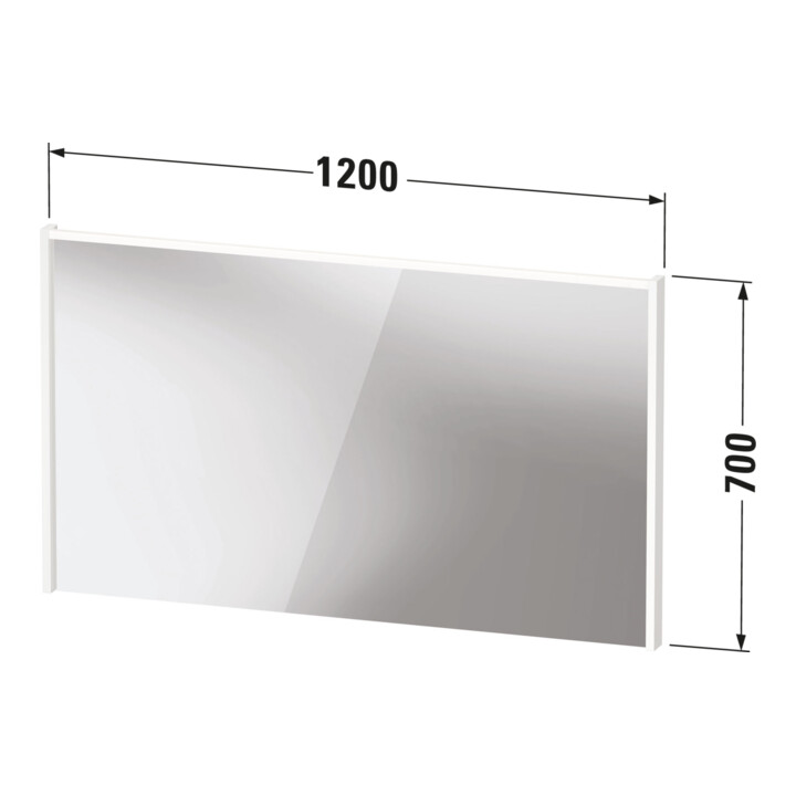 Duravit Miroir LED D-Code 2.0 120x70x5 cm, 9 W, blanc mat, éclairage supérieur