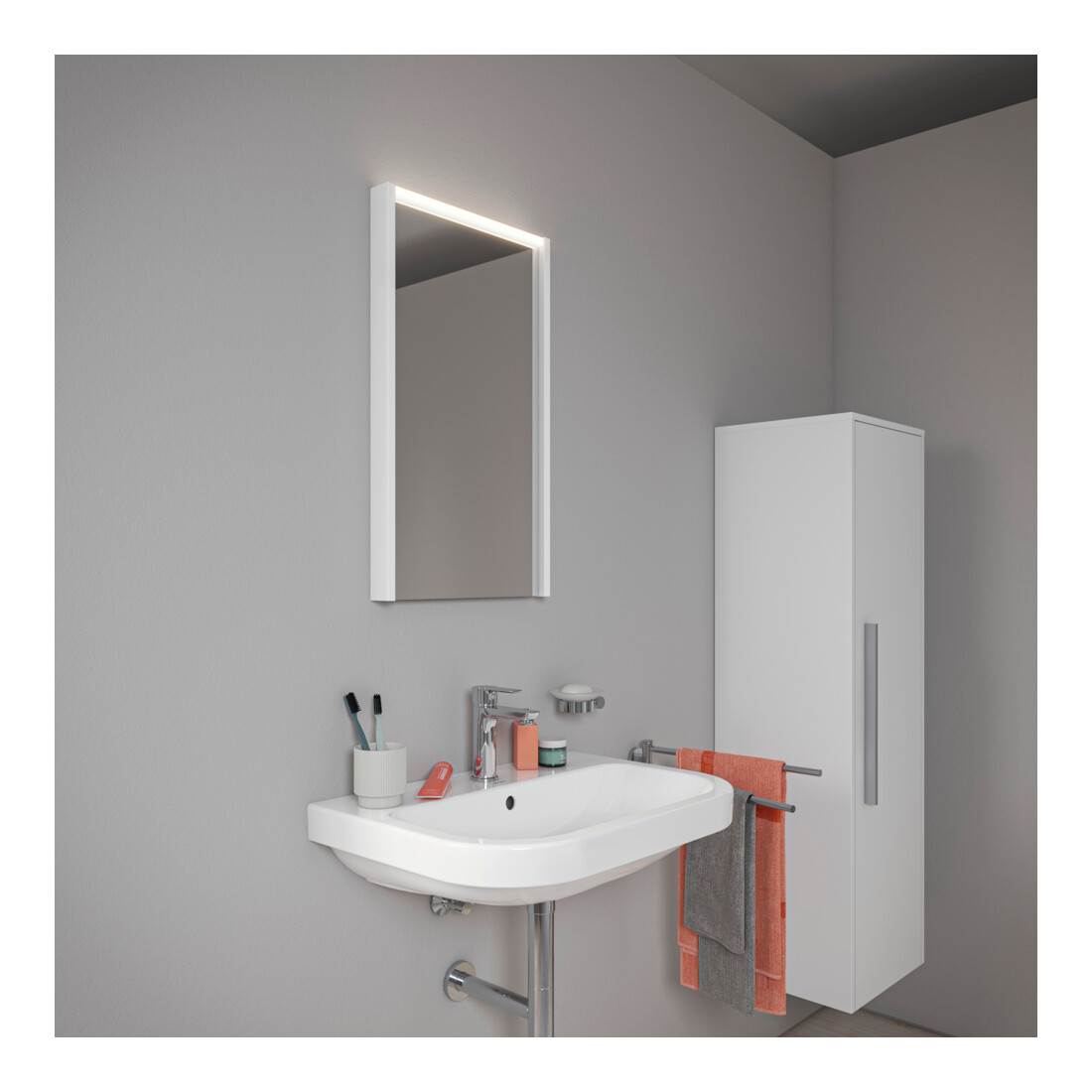 Duravit Miroir LED D-Code 2.0 40x70x5 cm, 3 W, blanc mat, éclairage supérieur
