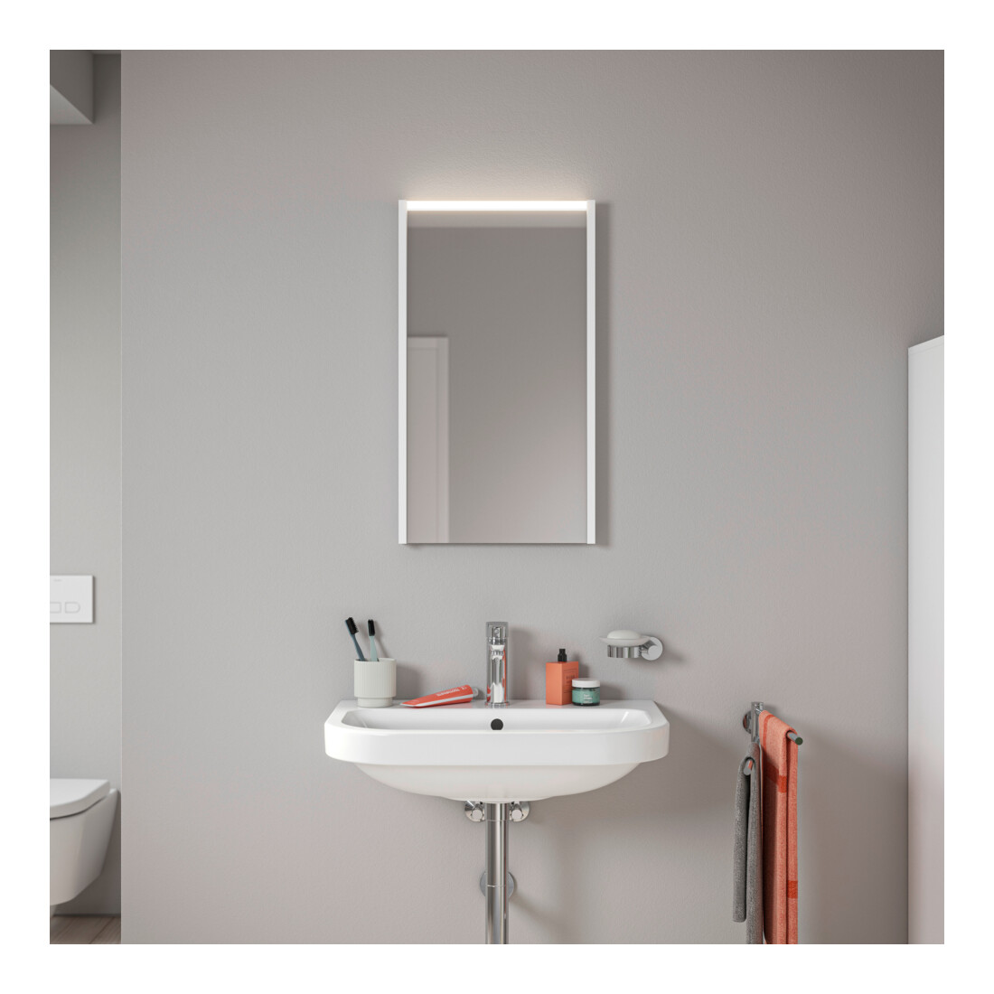 Duravit Miroir LED D-Code 2.0 40x70x5 cm, 3 W, blanc mat, éclairage supérieur