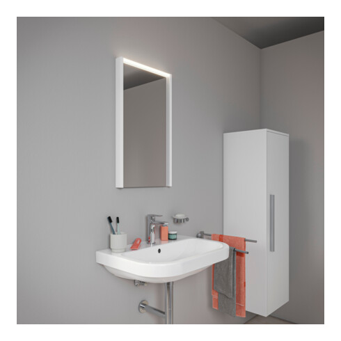 Duravit Miroir LED D-Code 2.0 40x70x5 cm, 3 W, blanc mat, éclairage supérieur