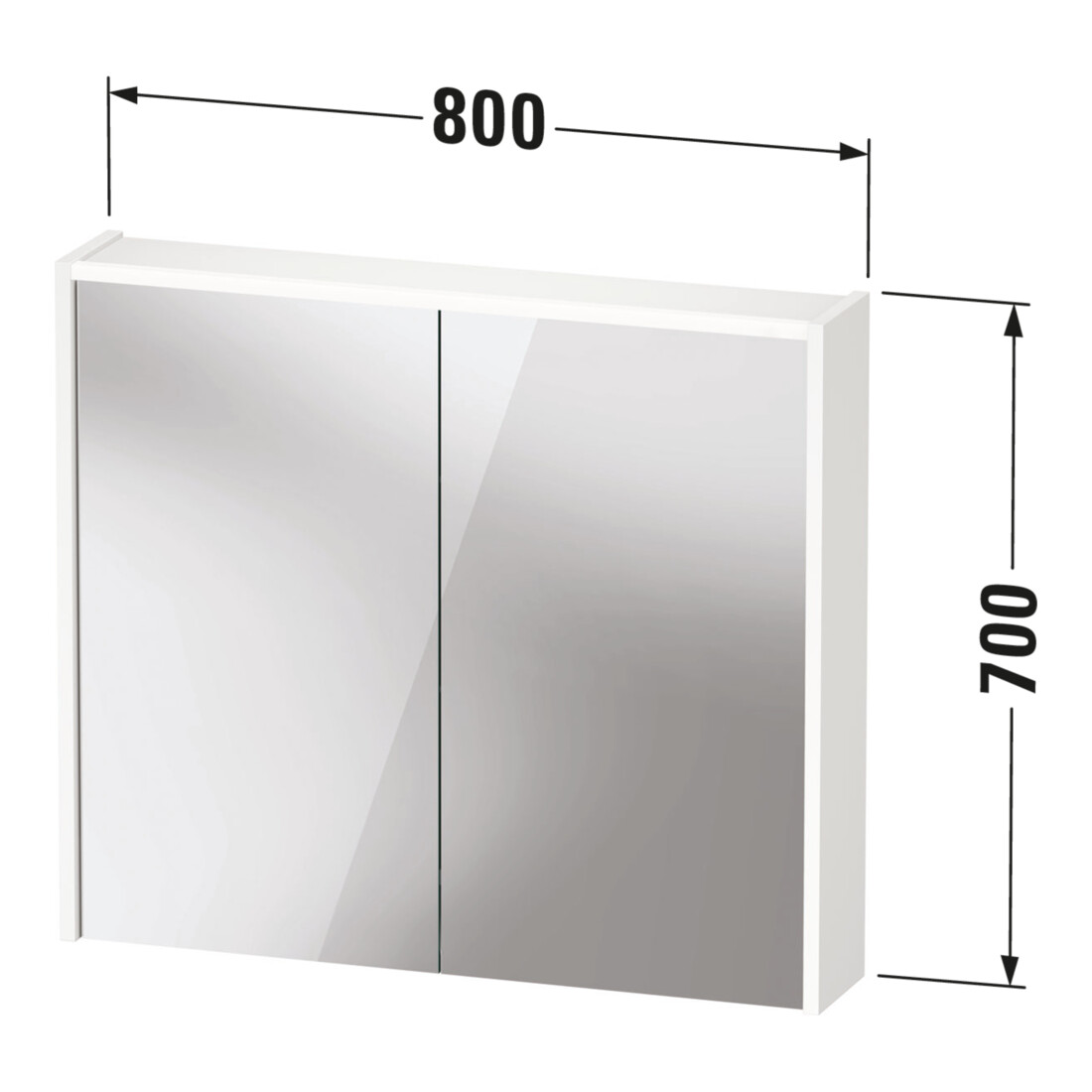 Duravit Miroir LED D-Code 2.0 m 2 portes, éclairage avant, 80x70x14,8 cm, bas. ma