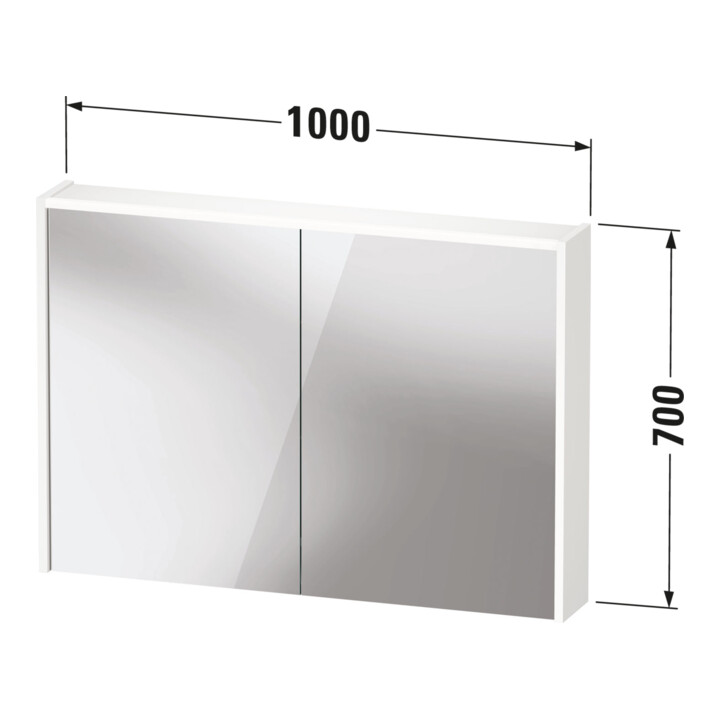 Duravit Miroir LED D-Code 2.0 m prise 2 T, éclairage sup., 100x70x14,8 cm, vert mat