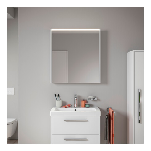 Duravit Miroir LED D-Code 2.0 m Prise 65x70x5 cm, lumière haut, gauche, blanc mat