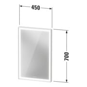 Duravit Miroir lumineux LED L-Cube 45x70x6,7 cm, 18W, blanc chaud, capteur, dimmable, wd-5