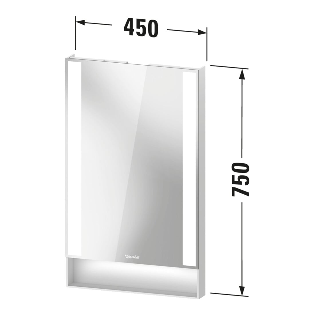 Duravit Miroir lumineux Qatego 45x75x6,5 cm, 21 W, blanc mat