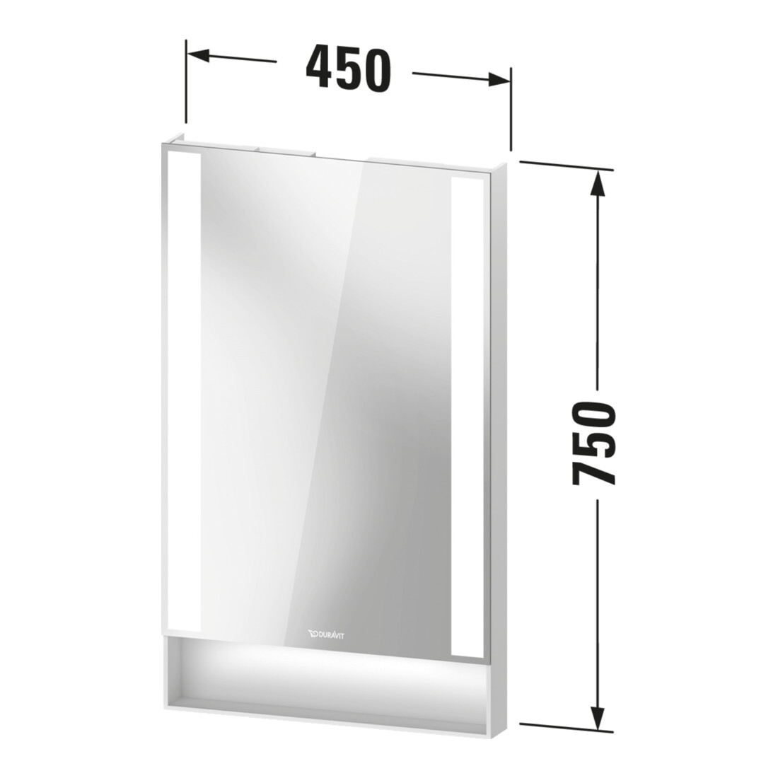 Duravit Miroir lumineux Qatego 45x75x6,5 cm, 21 W, graphite mat
