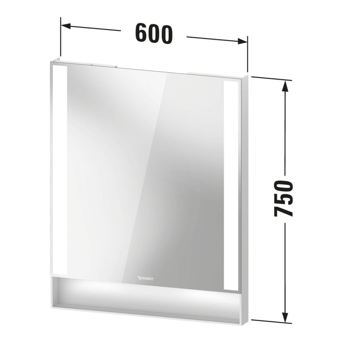 Duravit Miroir lumineux Qatego 60x75x6,5 cm, 23 W, blanc mat