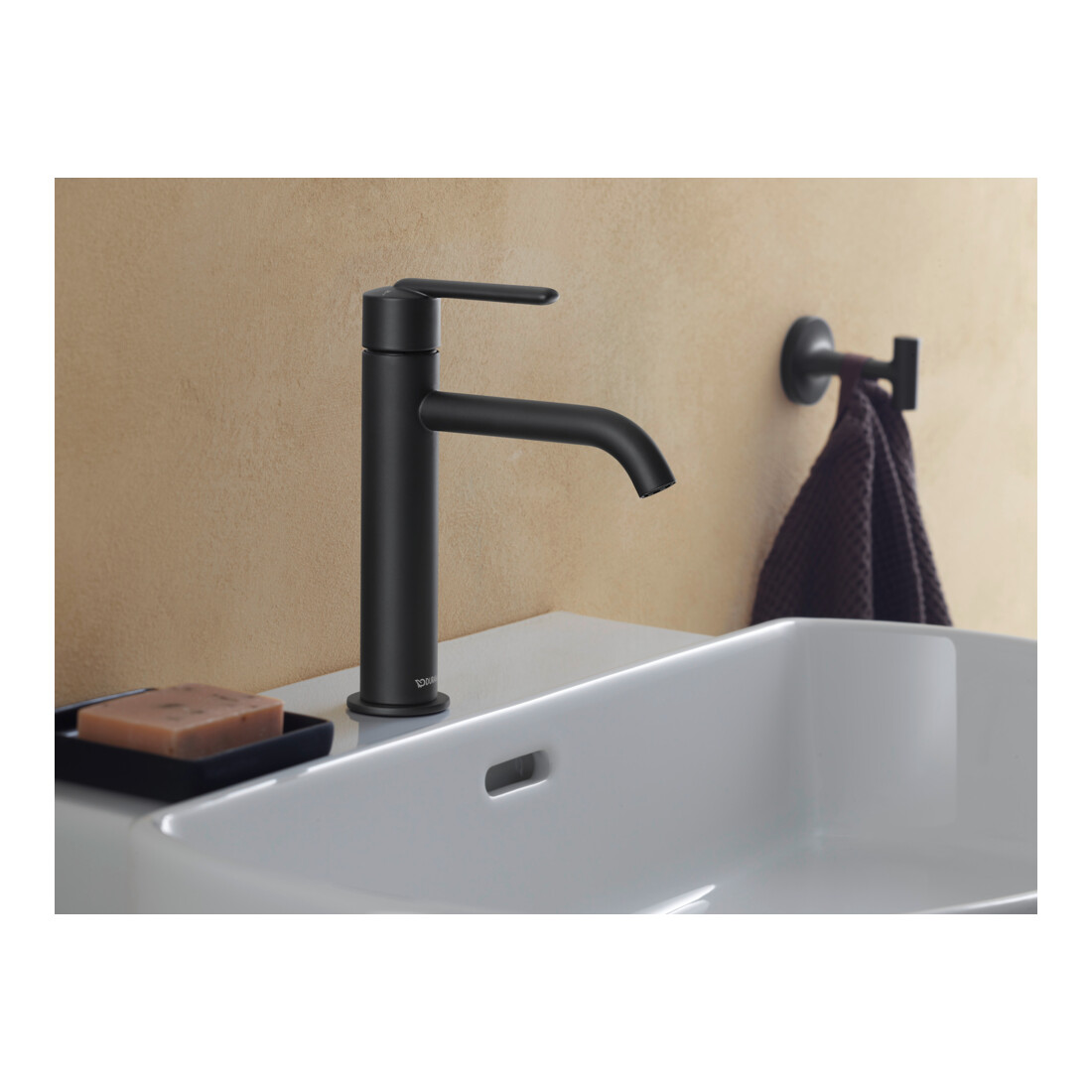 Duravit Mitigeur lavabo M Fresh u. -Flow Balcoon bec 138 mm, sans tirette, noir mat