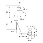 Duravit Mitigeur lavabo S FreshStart + -Flow C.1 Bec 113 mm, avec tirette, noir mat-3