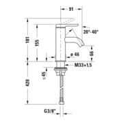 Duravit Mitigeur lavabo S FreshStart + -Flow C.1 Bec 91 mm, sans vidage, chrome-4