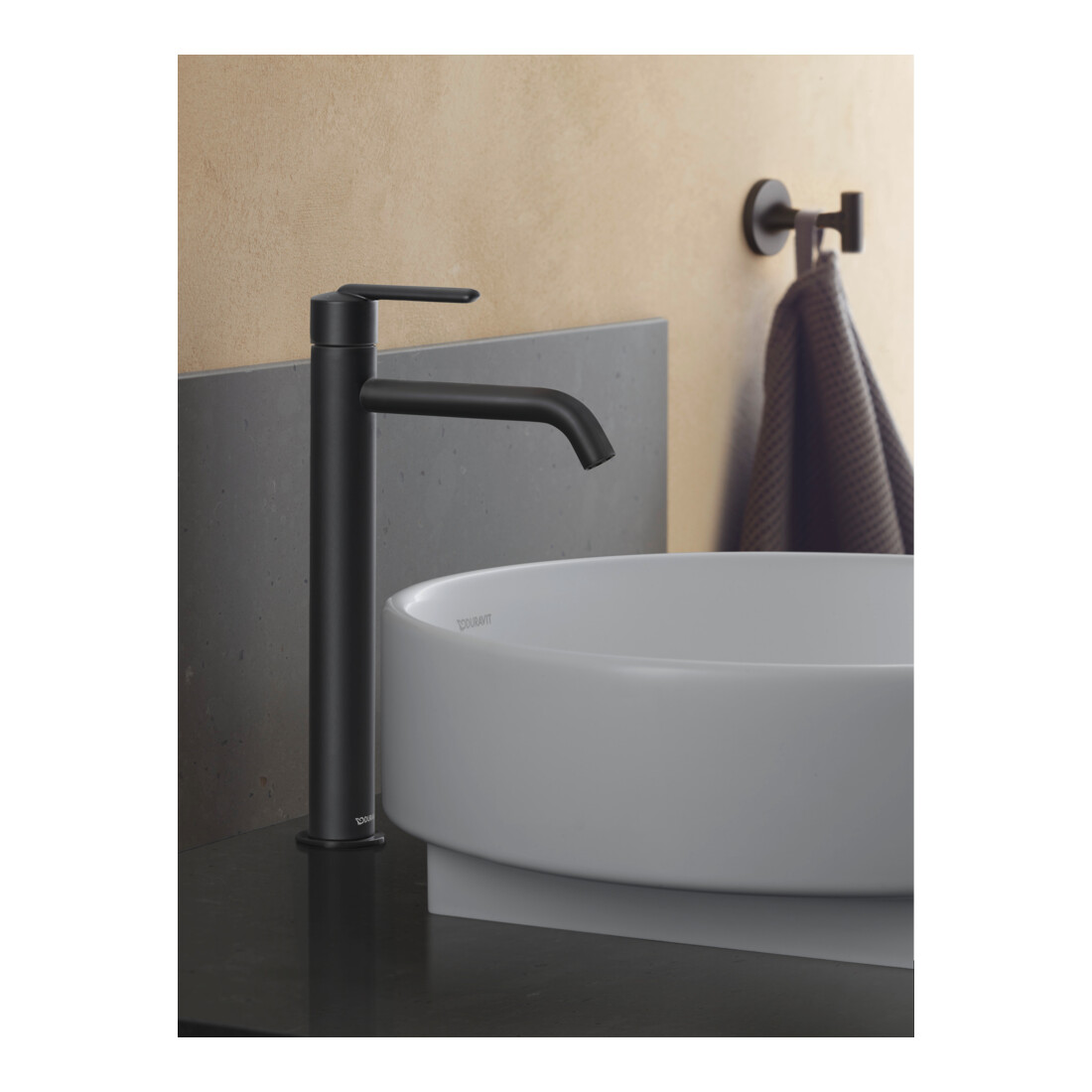 Duravit Mitigeur lavabo XL Fresh et Flow Balcoon, bec 153 mm, sans garniture, noir mat