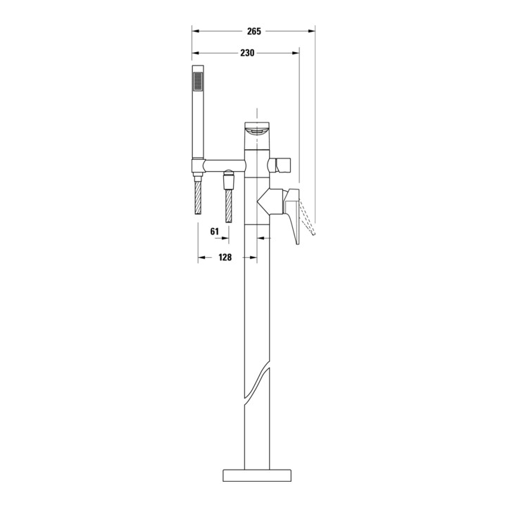 Duravit Mitigeur monocommande baignoire Tulum A 216 mm, chromé, avec inverseur, noir mat